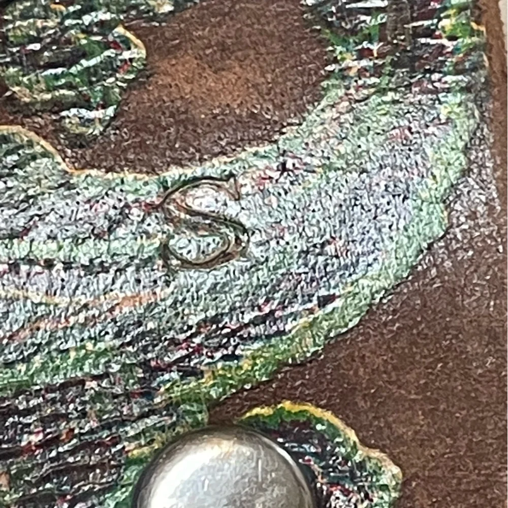 Noona Belt Co. Genuine leather bling rhinestones embroidery belt size S brown